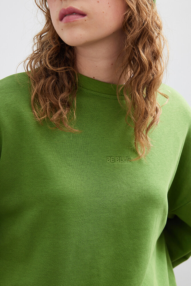 YEŞİL GENİŞ KOLLU SWEATSHIRT - Thumbnail