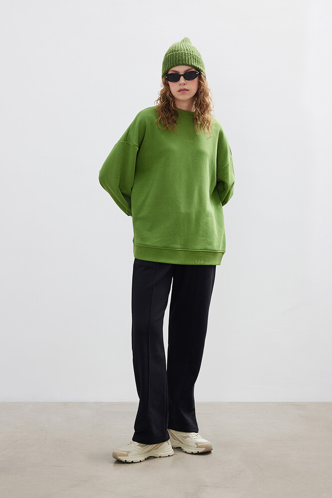 YEŞİL GENİŞ KOLLU SWEATSHIRT - Thumbnail