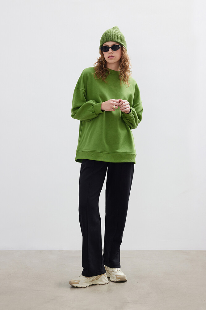 YEŞİL GENİŞ KOLLU SWEATSHIRT - Thumbnail