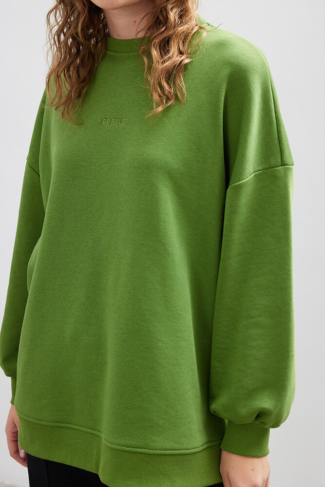 YEŞİL GENİŞ KOLLU SWEATSHIRT - Thumbnail