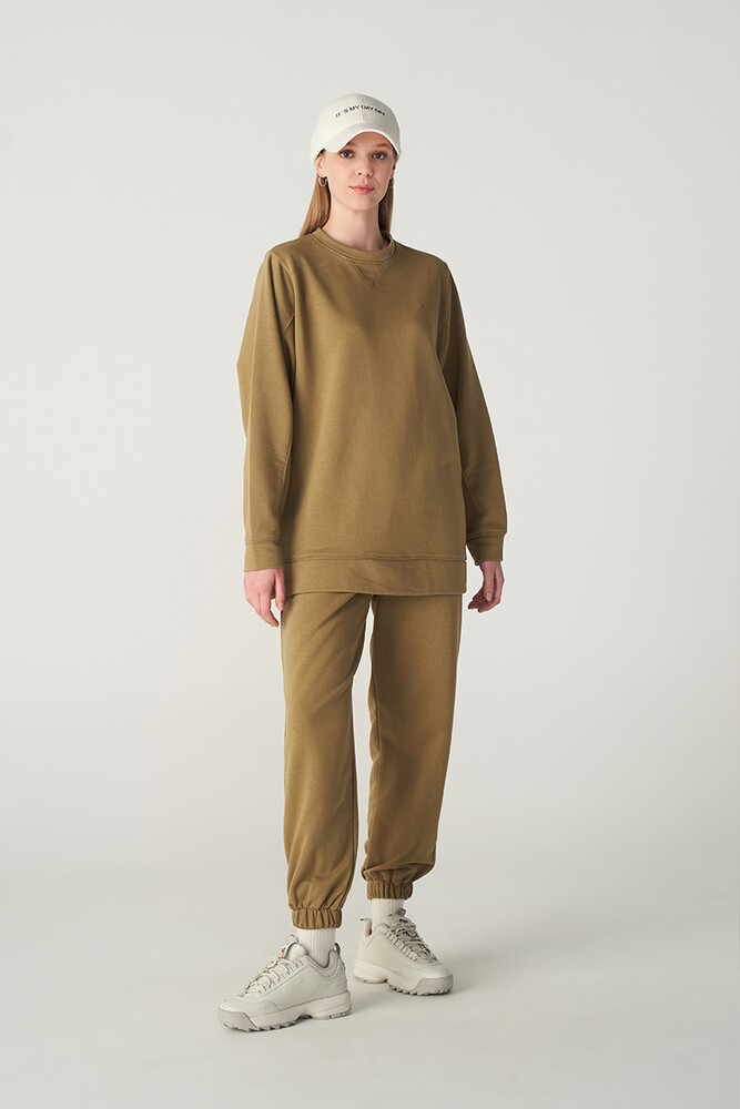 ZEYTİN YEŞİLİ BASIC SWEATSHIRT - Thumbnail