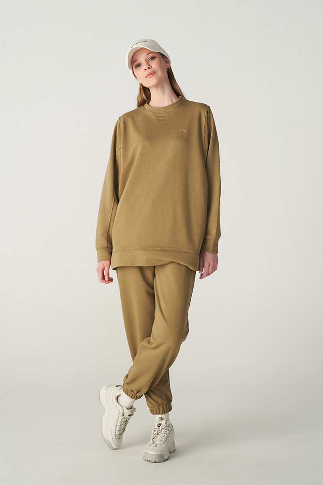ZEYTİN YEŞİLİ BASIC SWEATSHIRT - Thumbnail