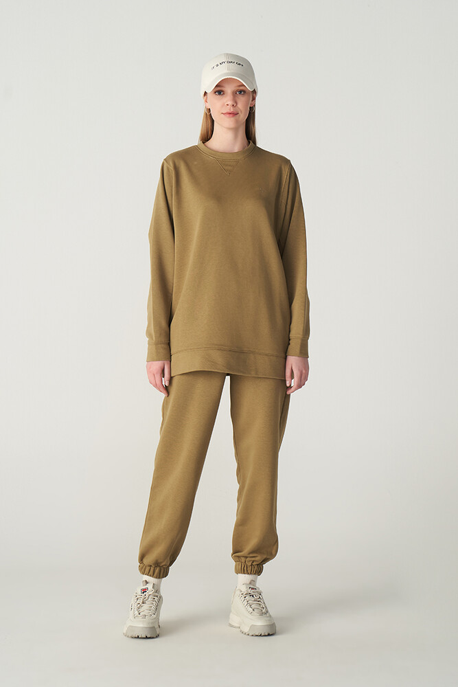 ZEYTİN YEŞİLİ BASIC SWEATSHIRT - Thumbnail