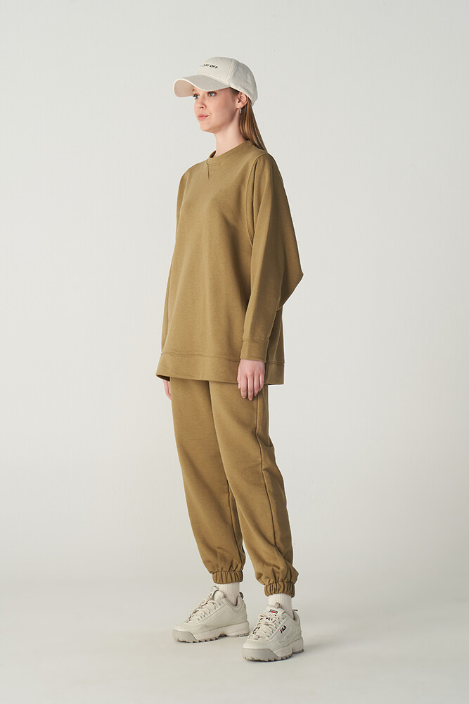 ZEYTİN YEŞİLİ BASIC SWEATSHIRT - Thumbnail