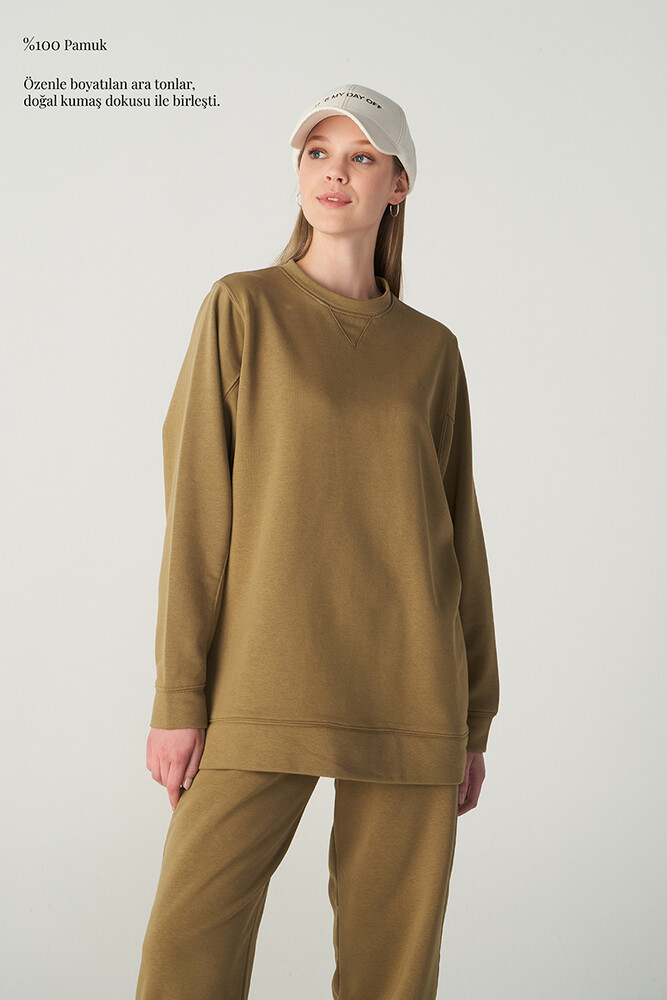 ZEYTİN YEŞİLİ BASIC SWEATSHIRT - Thumbnail